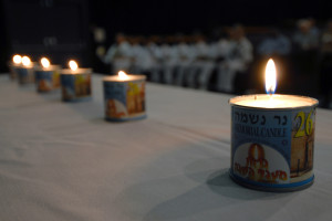 Six memorial candles; Holocaust Remembrance Day 2007